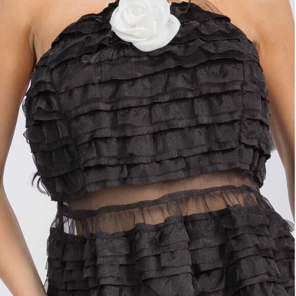 RUFFLE TIERED FLOWER DETAILED MAXI DRESS - Picture 4 of 4